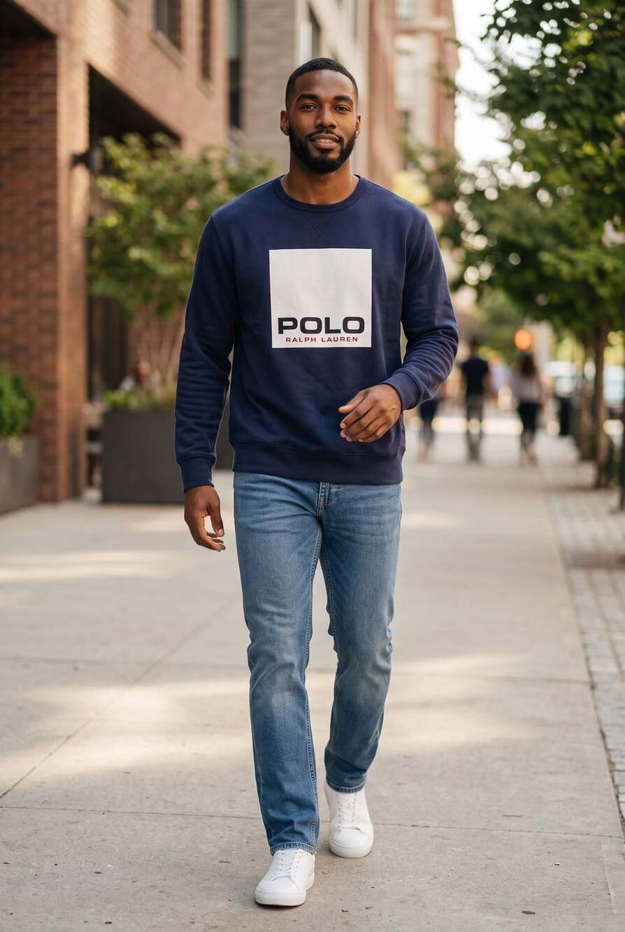 Polo Ralph Lauren Sweatshirt Size XL Navy Blue Box Logo Pullover